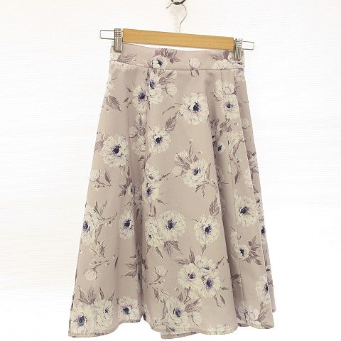 未使用品 イング Ingni スカート フレア ひざ丈 花柄 薄紫 M A514 レディース 117 ベクトルパーク