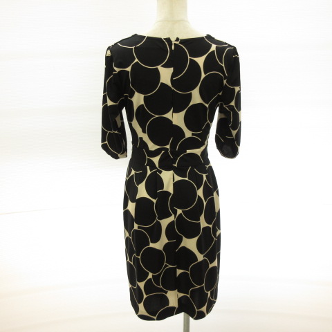 デュラスアンビエント Duras Ambient ミニワンピース フレア 七分袖 カシュクール 総柄 黒 ベージュ F E785 レディース 117 ベクトルパーク