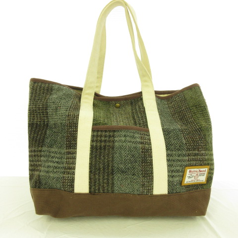 ビームスハート Beams Heart Harris Tweed トートバッグ チェック 緑 茶 E646 メンズ レディース 117 ベクトルパーク
