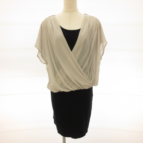 ルスーク Le Souk ワンピース ミニ キャップスリーブ 紺 グレー 38 E102 レディース 117 ベクトルパーク