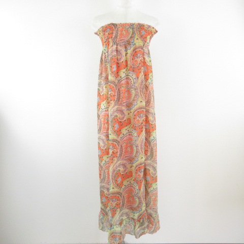 デュラス Duras ベアワンピース ロング ペイズリー柄 サーモンピンク 黄緑 E675 レディース 117 ベクトルパーク