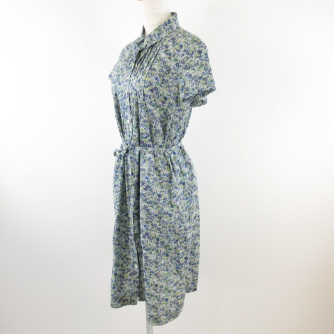 アマカ Amaca シャツワンピース 膝丈 半袖 花柄 青 紫 38 E228 レディース 117 ベクトルパーク