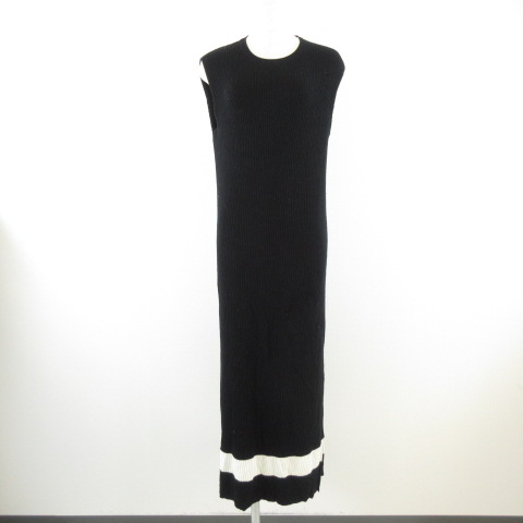 ミラオーウェン Mila Owen ロングワンピース ノースリーブ リブニット ノースリーブ 黒 白 1 E452 レディース 117 ベクトルパーク