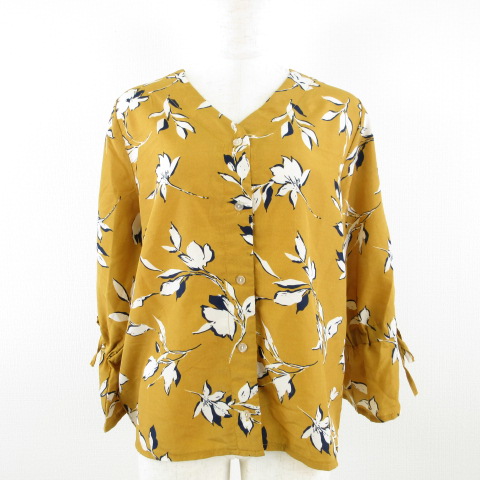 ショコラフィネローブ Chocol Raffine Robe シャツ ブラウス 長袖 花柄 黄 マスタード F A367 レディース 117 ベクトルパーク