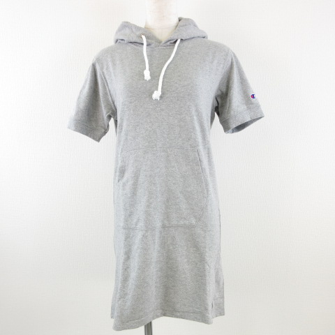チャンピオン Champion ワンピース パーカー スウェット地 半袖 ミニ グレー M A675 レディース 117 ベクトルパーク