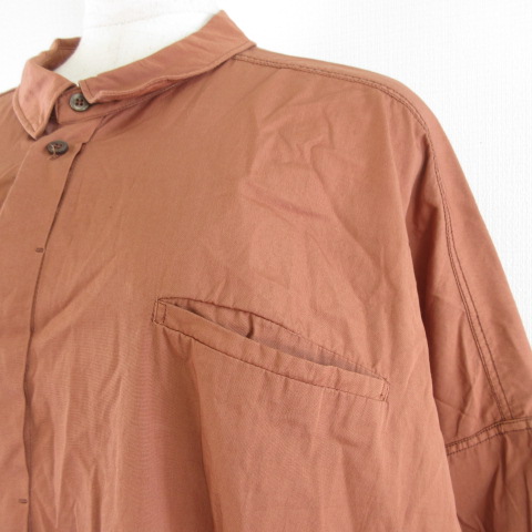 ノートエシロンス Note Et Silence ロングシャツワンピース 七分袖 オーバーサイズ 茶 F E401 レディース 117 ベクトルパーク