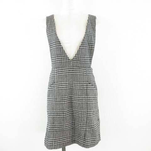 ムルーア Murua ワンピース ジャンスカ ノースリーブ ツイード ミニ 千鳥格子 黒 白 F 93 レディース 117 ベクトルパーク