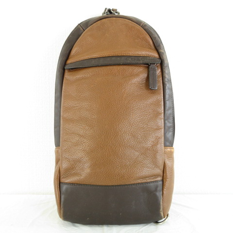 COACH コーチ オールレザーシボ革ボディバッグ斜め掛けF70922メンズ コーチ COACH ボディバッグ ワンショルダー レザー F70922 茶 *A811
