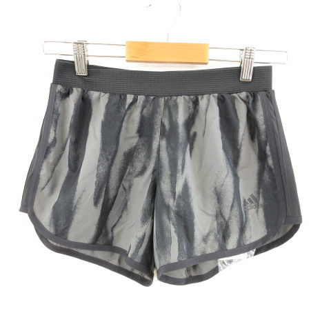 未使用品 アディダス Adidas ショートパンツ ワンポイント ライン 総柄 グレー 黒 S T11 レディース 117 ベクトルパーク