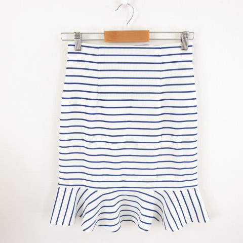 ビーラディエンス Be Radiance ミニスカート タイト 裾フレア ボーダー 白 紺 F E847 レディース 117 ベクトルパーク