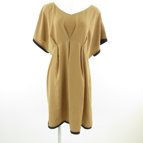 テチチ Te Chichi ワンピース 膝丈 フレア 半袖 Vネック 茶 M T116 レディース 117 ベクトルパーク