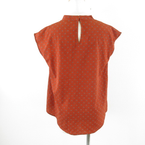 ロペピクニック Rope Picnic バンドカラーシャツ ブラウス キャップスリーブ 総柄 テラコッタ オレンジ 38 E648 レディース 117 ベクトルパーク