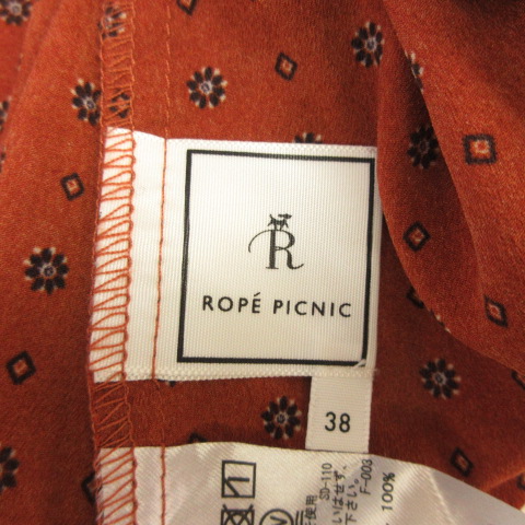 ロペピクニック Rope Picnic バンドカラーシャツ ブラウス キャップスリーブ 総柄 テラコッタ オレンジ 38 E648 レディース 117 ベクトルパーク