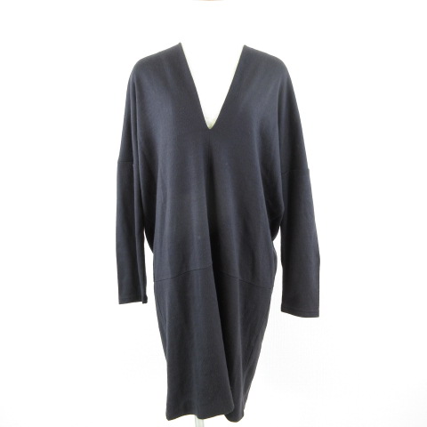 アーバンリサーチ ドアーズ Urban Research Doors ニットワンピース 長袖 Vネック ひざ丈 紺 F 75 レディース 117 ベクトルパーク