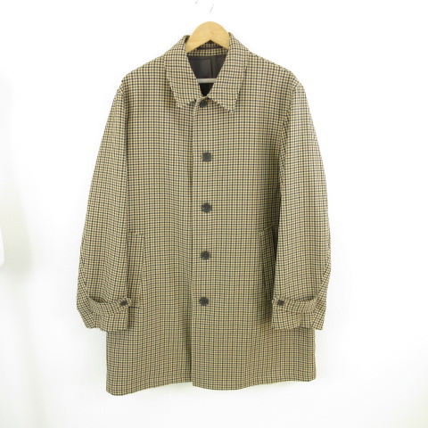 ジーユー Gu ステンカラーコート ロング 長袖 チェック ストレッチ 茶 Xl T770 メンズ 117 ベクトルパーク
