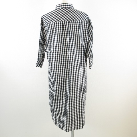 アズノウアズ As Know As シャツワンピース ロング 七分袖 ビッグシルエット チェック 黒 白 T793 レディース 117 ベクトルパーク