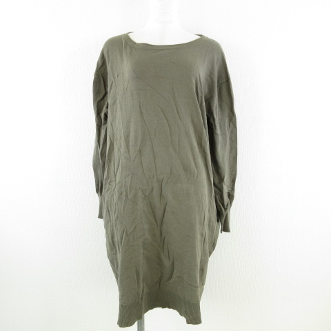 モガ Moga ワンピース ニット 長袖 ひざ丈 薄手 ストレッチ カーキ 緑 2 04 レディース 117 ベクトルパーク