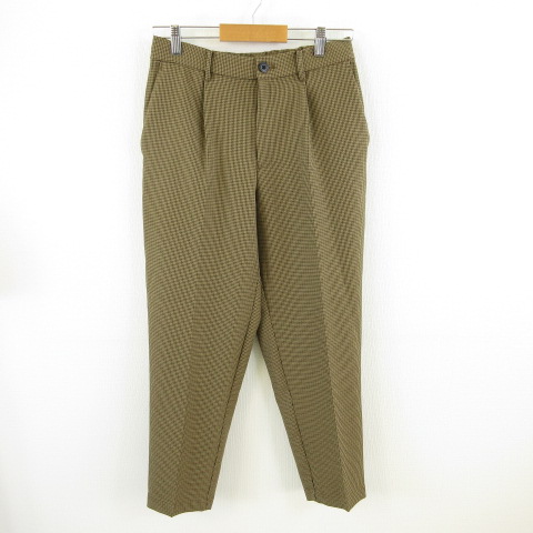 ジーユー Gu パンツ ロング テーパード アンクル丈 千鳥格子 茶 S T793 メンズ 117 ベクトルパーク