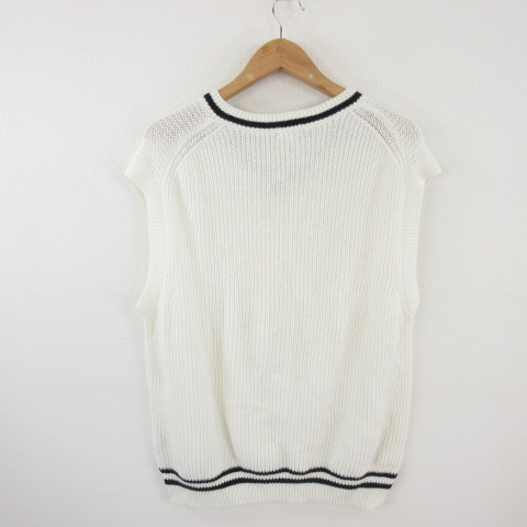 ユニクロ Uniqlo ニット セーター ベスト Vネック オフホワイト 白 L E4 メンズ 117 ベクトルパーク
