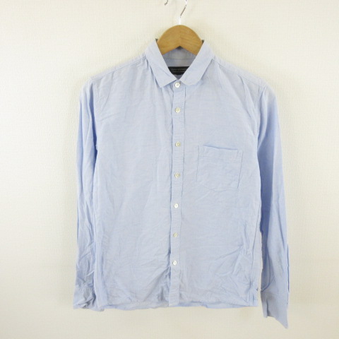 ナノユニバース Nano Universe シャツ 長袖 ワンポイント 水色 M E626 メンズ 117 ベクトルパーク