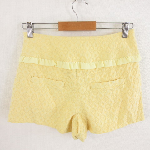 ミニマム MINIMUM ショートパンツ 花柄 フリル 黄 2 *E104 レディース