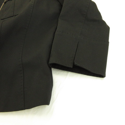 【中古】未使用品 マテリア MATERIA MILANO ステンカラージャケット 七分袖 ジップアップ ストレッチ 黒 38 *A50 未使用品 マテリア MATERIA MILANO ステンカラージャケット 七分袖