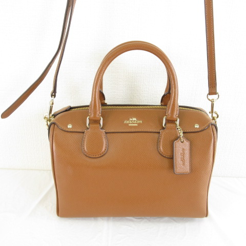 コーチ COACH ショルダーバッグ ハンド 2way レザー キャメル 茶 *T815  