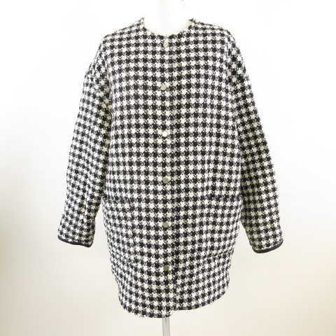 新品未使用品Zara シャツオーバルコート ジャケット黒白チェック柄EUR 