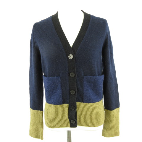 コス COS ニットカーディガン 長袖 紺 茶 XS *A381 レディース 117  