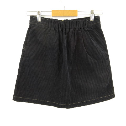 ワンウェイ one way ミニスカート 台形 コーデュロイ 黒 M *T789 レディース