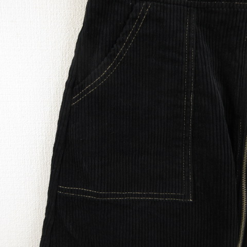 ワンウェイ one way ミニスカート 台形 コーデュロイ 黒 M *T789 レディース
