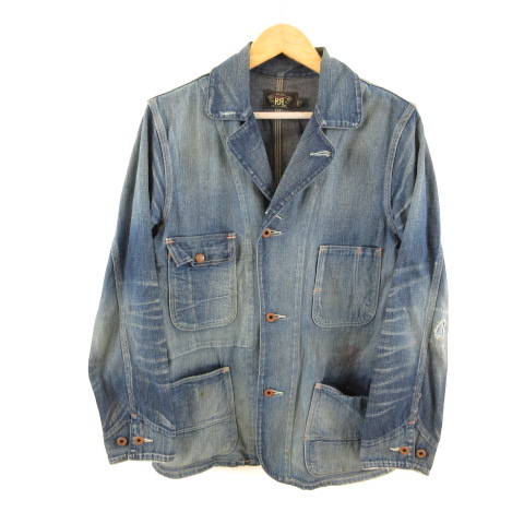 ダブルアールエル RRL デニムカバーオール ジャケット 長袖 リペア加工 