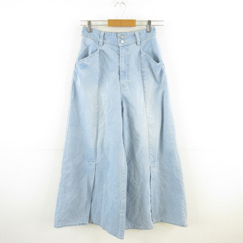 シニカル CYNICAL デニムワイドパンツ ロング ストレッチ 水色 01