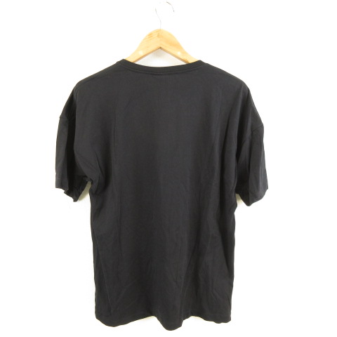 未使用品 ザラ ZARA Tシャツ 丸首 半袖 プリント 黒 M *A846