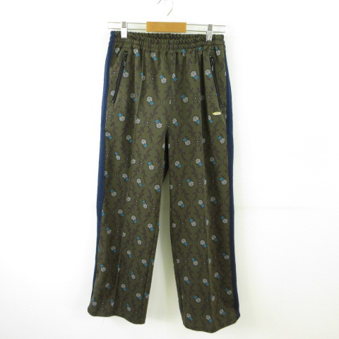 【中古】ハク スーパーハッカ H.A.K ニットジャカードトラックパンツ ロング 花柄 カーキ 緑 2 *T274 レディース ハク スーパーハッカ H.A.K ニットジャカードトラックパンツ ロング 花