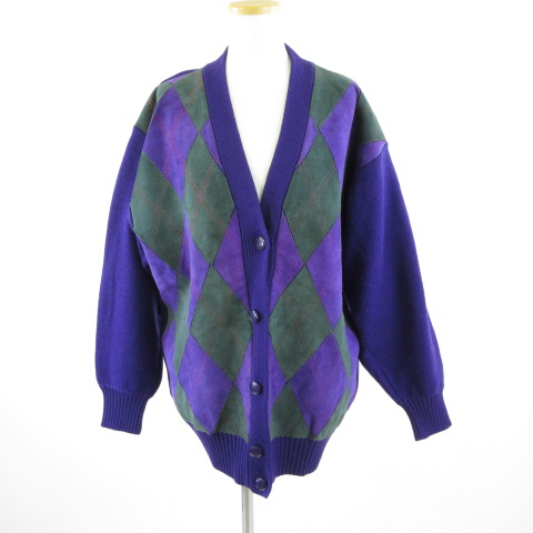 【中古】セリーヌ CELINE カーディガン 長袖 ニット スエード ヴィンテージ 紫 40 *T803 レディース セリーヌ CELINE カーディガン 長袖 ニット スエード ヴィンテージ 紫