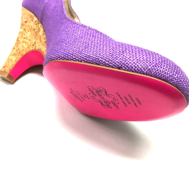 未使用品 カリアング Kariang ラウンドトゥ ファブリック パンプス ハイヒール 靴 23 5 パープル 紫 Ssaw レディース 118 ベクトルパーク