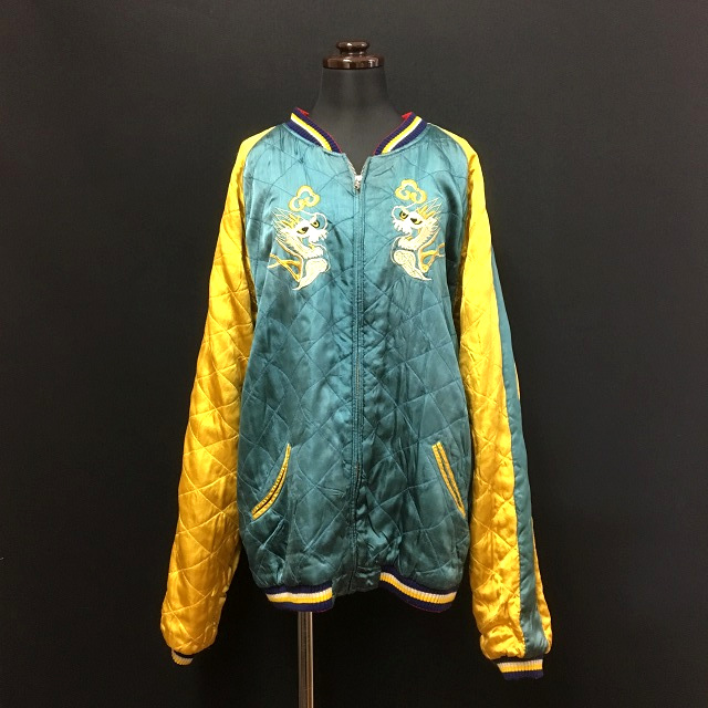 梵段 スカジャン ブルゾン リバーシブル 長袖 刺繍 L ドラゴン