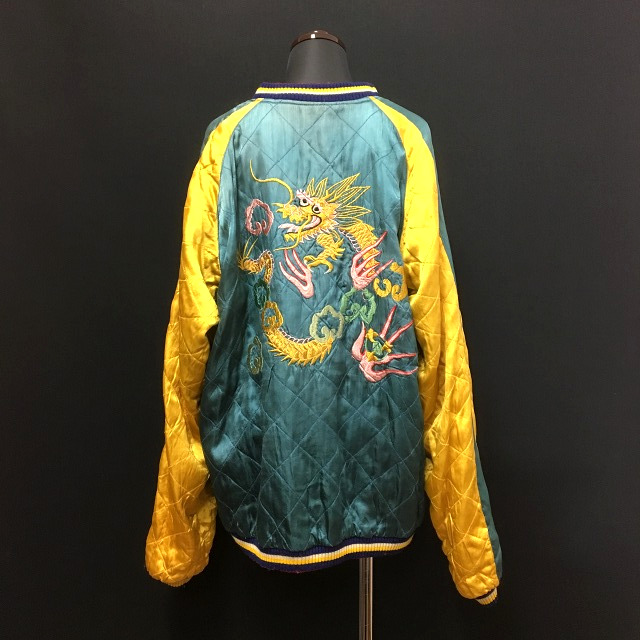 梵段 スカジャン ブルゾン リバーシブル 長袖 刺繍 L ドラゴン