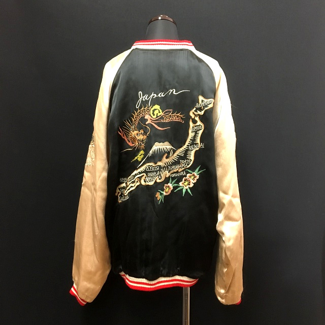 梵段 スカジャン ブルゾン リバーシブル 長袖 刺繍 L ドラゴン 龍 秋冬  