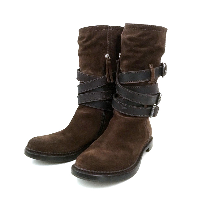 ミュウミュウ Miumiu ベルトデザイン スエード エンジニアブーツ 靴 35 5 ブラウン 茶 秋冬 レディース 118 ベクトルパーク ミュウミュウ Miumiu ベルトデザイン スエード エンジニアブーツ 靴 35 5 ブラウン 茶 秋冬 レディース 118 ベクトルパーク