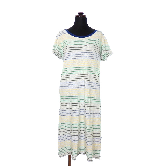 ヴイルーム V Room ボーダー Tシャツワンピース チュニック コットン 半袖 M ライトグレー 灰 春夏 レディース 118 ベクトルパーク