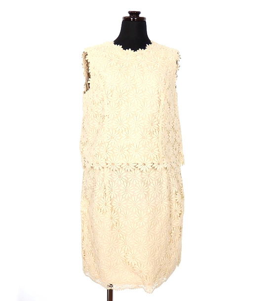 ミュベール Muveil フラワーレース 刺繍 ノースリーブ ワンピース チュニック コットン 36 アイボリー 白 春夏 レディース 118 ベクトルパーク