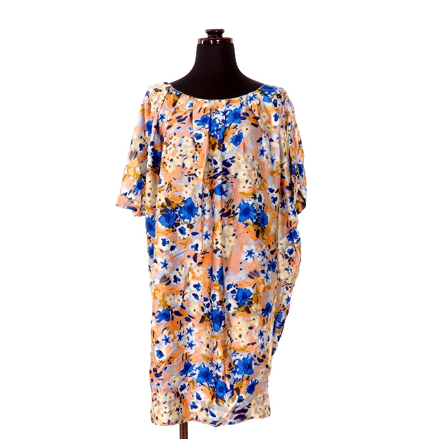 フラミューム Flammeum 花柄 シルク ワンピース チュニック オープンショルダー 半袖 38 マルチカラー 春夏 レディース 118 ベクトルパーク