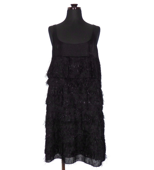 サクラ Sacra フリンジ ティアードワンピース チュニック ノースリーブ 38 ブラック 黒 Ssaw レディース 118 ベクトルパーク