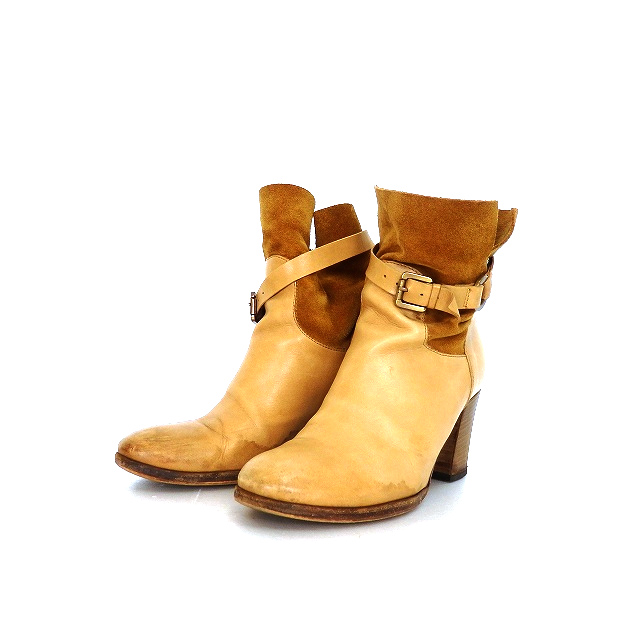 アルベルトフェルマーニ Alberto Fermani サイドベルト ショートブーツ レザー 靴 36 5 ベージュ 薄茶 秋冬 レディース 118 ベクトルパーク