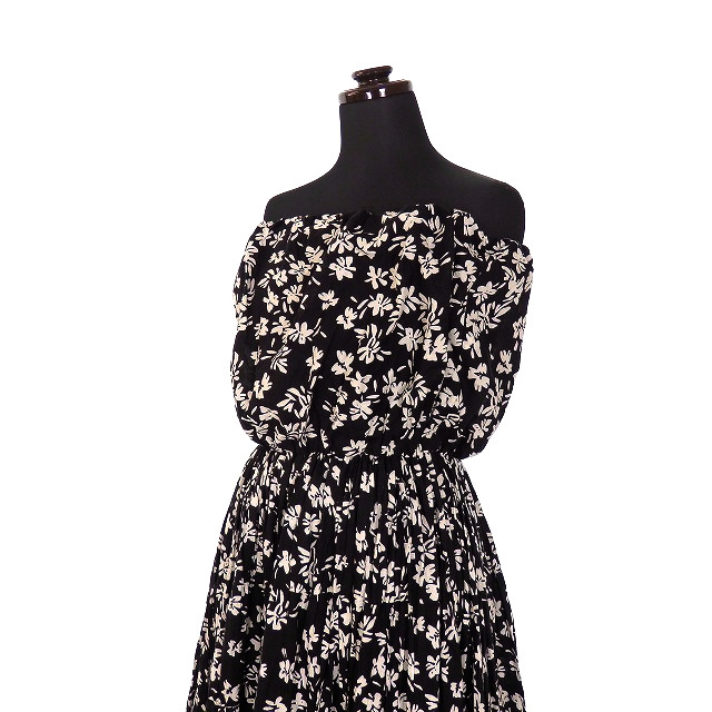 マリハ Mariha 花柄 ベアトップ ワンピース チュニック コットン ブラック ホワイト 黒 白 春夏 レディース 118 ベクトルパーク