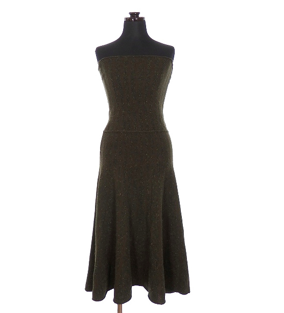 ダナキャランニューヨーク Dkny ベアトップ ニットワンピース チュニック P S カーキ ブラウン 緑 茶 秋冬 レディース 118 ベクトルパーク