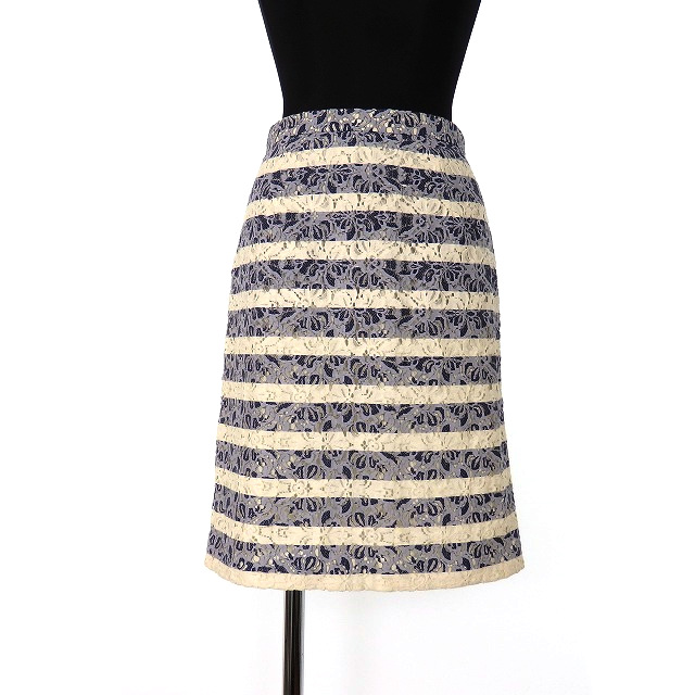 デミルクス ビームス Demi Luxe Beams フラワーレース タイトスカート ボトムス 36 オフホワイト ネイビー 白 紺 68 002 Ssaw レディース 118 ベクトルパーク