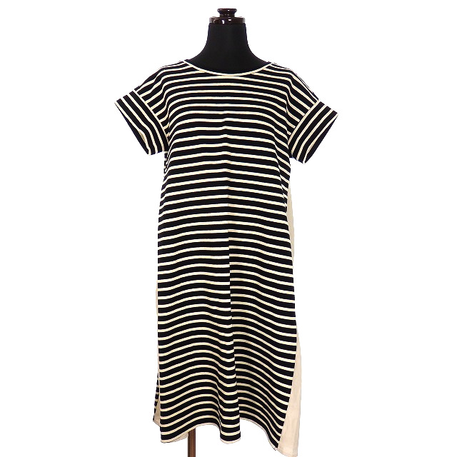 イナ Ina サイド切替 ボーダー ワンピース チュニック半袖 ネイビー オフホワイト 紺 白 レディース 118 ベクトルパーク